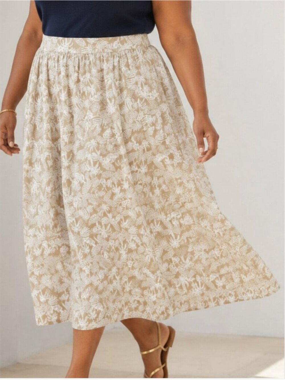 NWT J.Jill Satin A Line Maxi Skirt Tropical Escape 100% Cotton Sz M